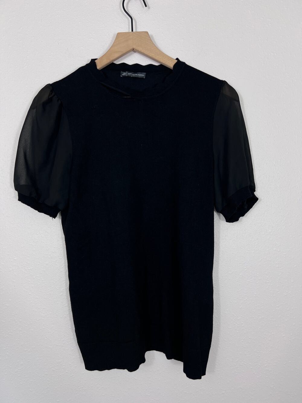 ADRIANNA PAPELL Black Sweater Top Size Small